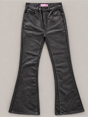 Edikted Faux Leather Flare Pants XS Black Y2K Vegan Leather